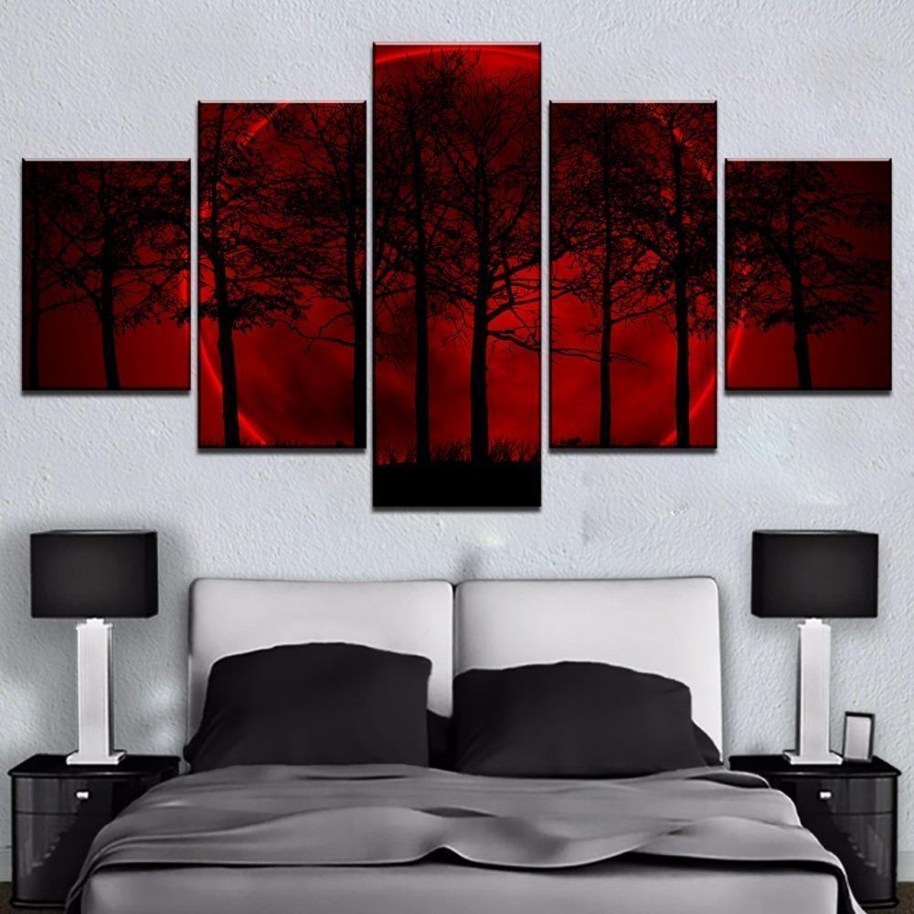 red moon tree forest nature leinwandbilder kunstdrucke rahmen