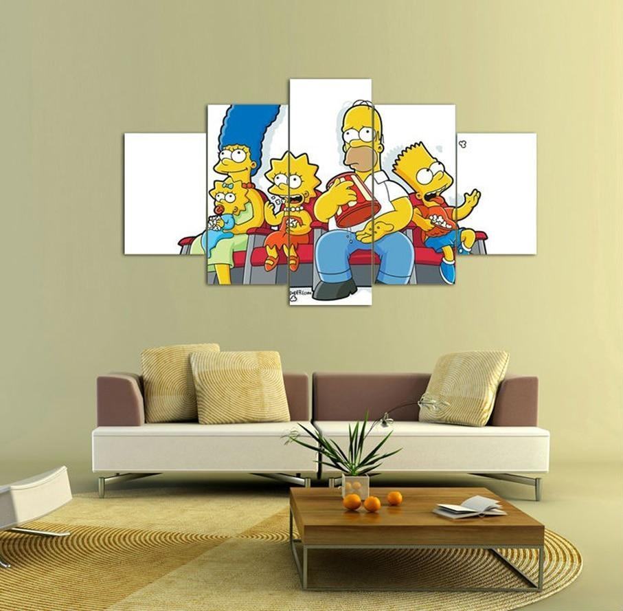 simpsons family in the cinema cartoon leinwandbilder kunstdrucke rahmen