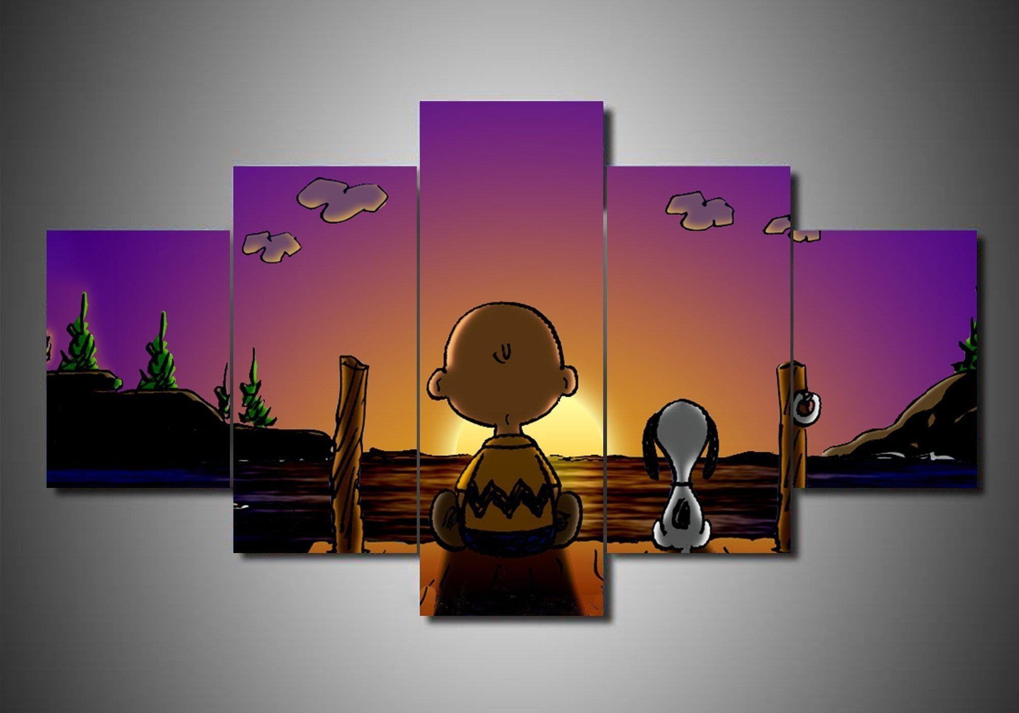 snoopy the peanuts gang in christmas see the sunset cartoon leinwandbilder kunstdrucke rahmen