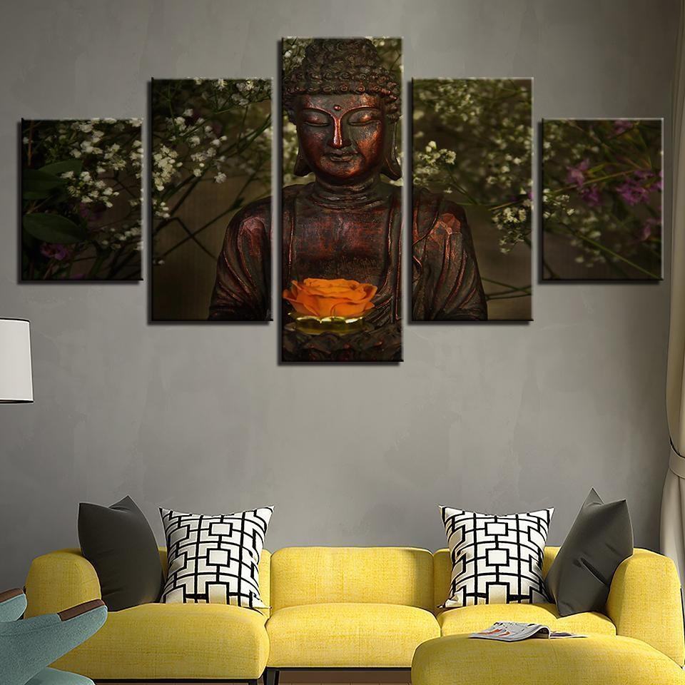 flowers retro buddha ation religion leinwandbilder kunstdrucke rahmen