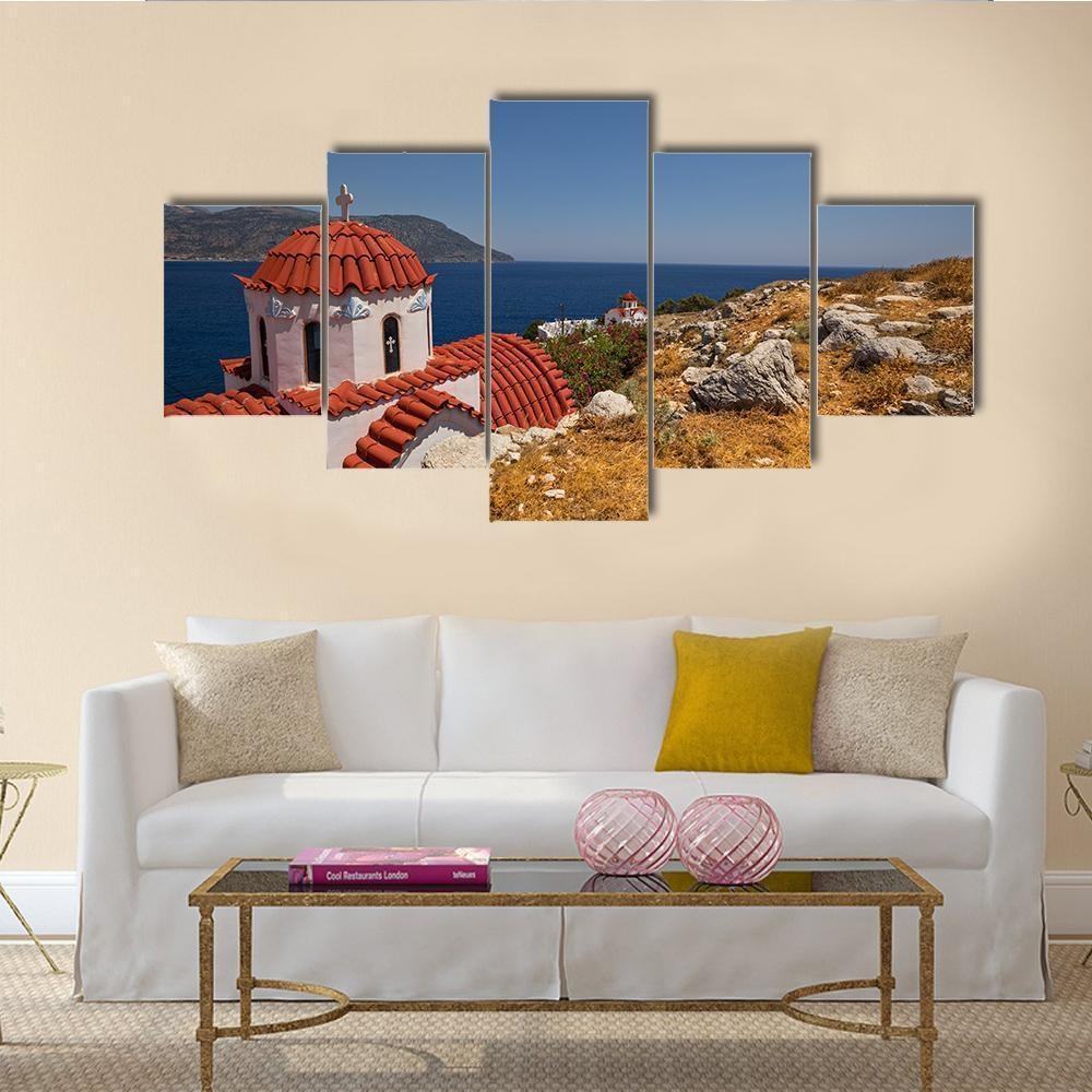 traditional red roof church on karpathos island religion leinwandbilder kunstdrucke rahmen