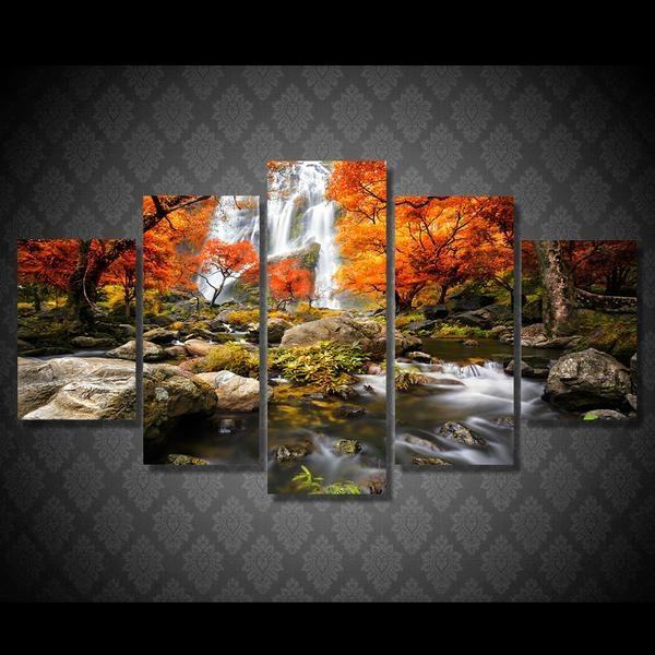 autumn nature lake forest waterfall landscape nature leinwandbilder kunstdrucke rahmen