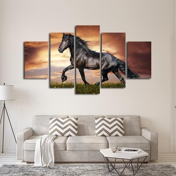 black stallion mustang horse animal leinwandbilder kunstdrucke rahmen