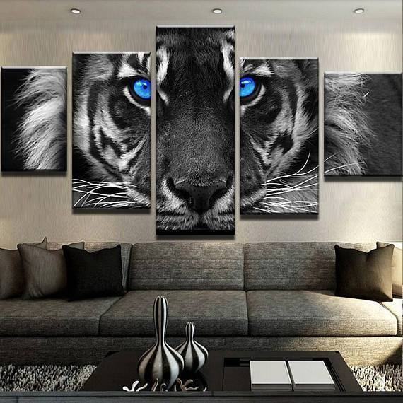 blue eyed tiger animal leinwandbilder kunstdrucke rahmen