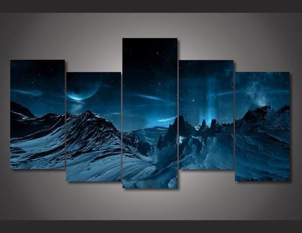 blue night mountainscape mountains nature leinwandbilder kunstdrucke rahmen