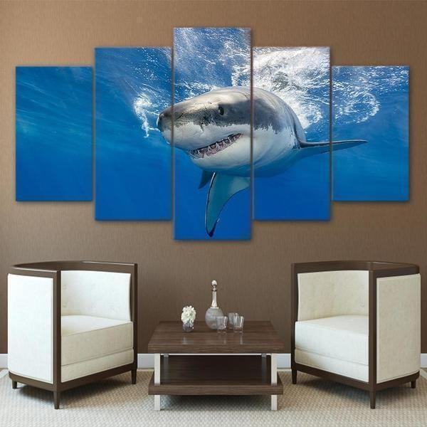 blue ocean huge shark animal leinwandbilder kunstdrucke rahmen