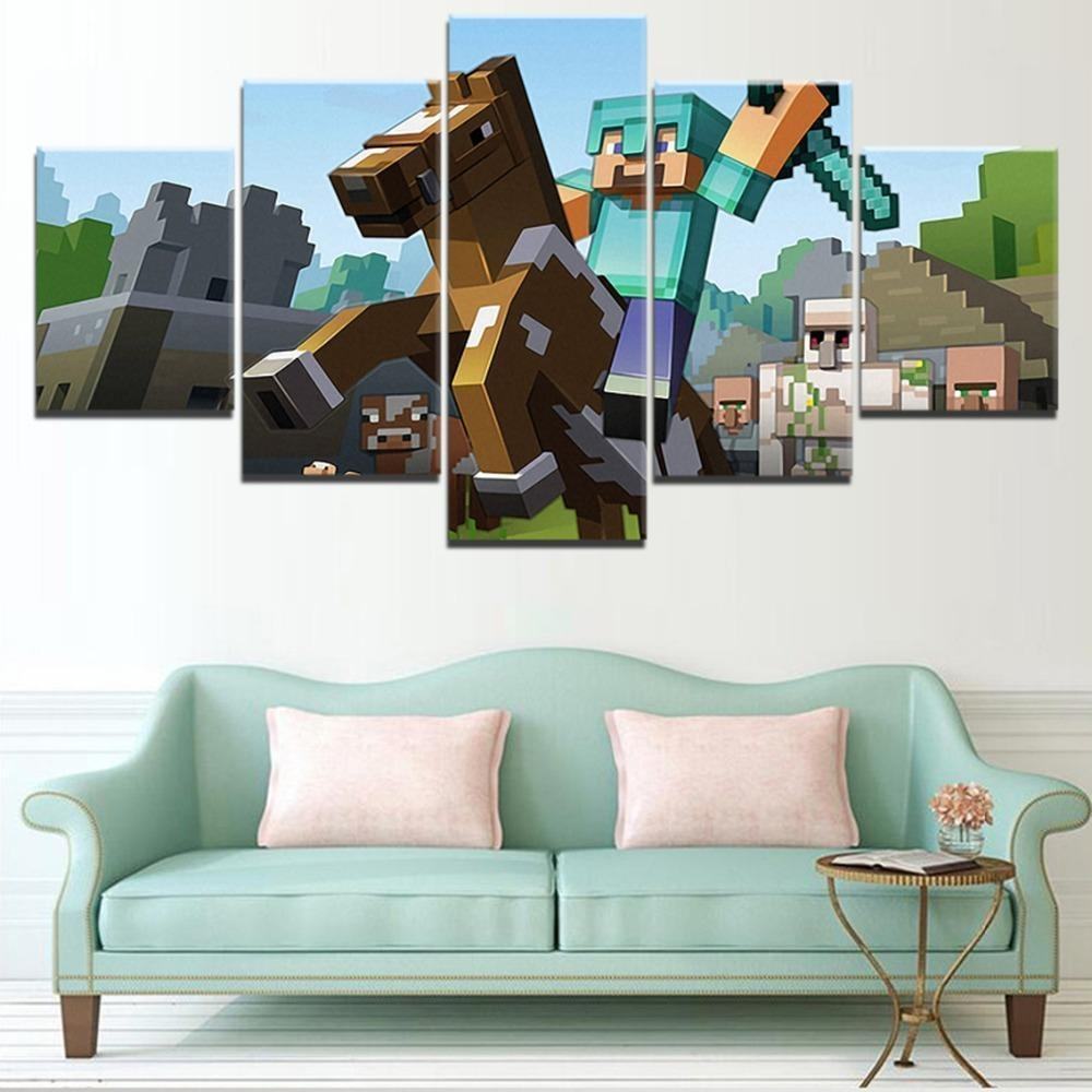 minecraft ride horse gaming leinwandbilder kunstdrucke rahmen