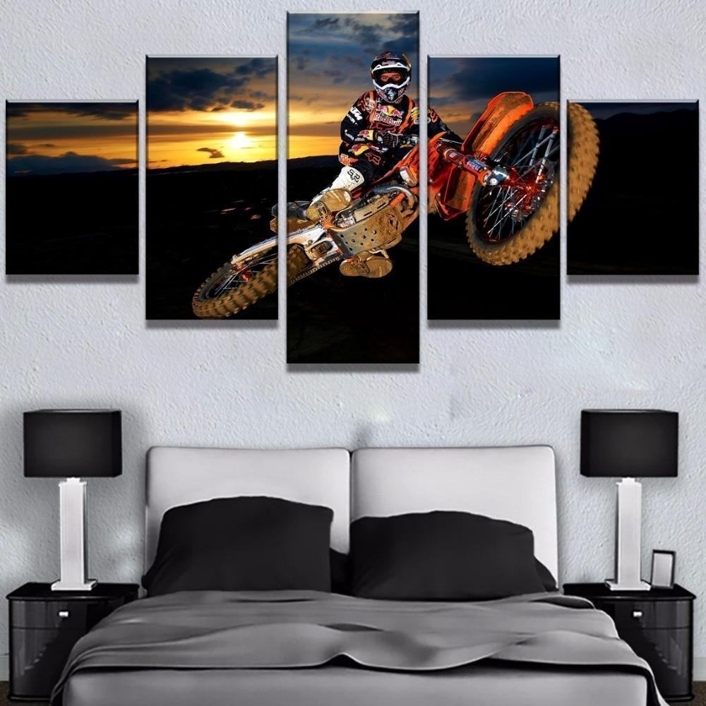 motocross car in the sunset sport leinwandbilder kunstdrucke rahmen