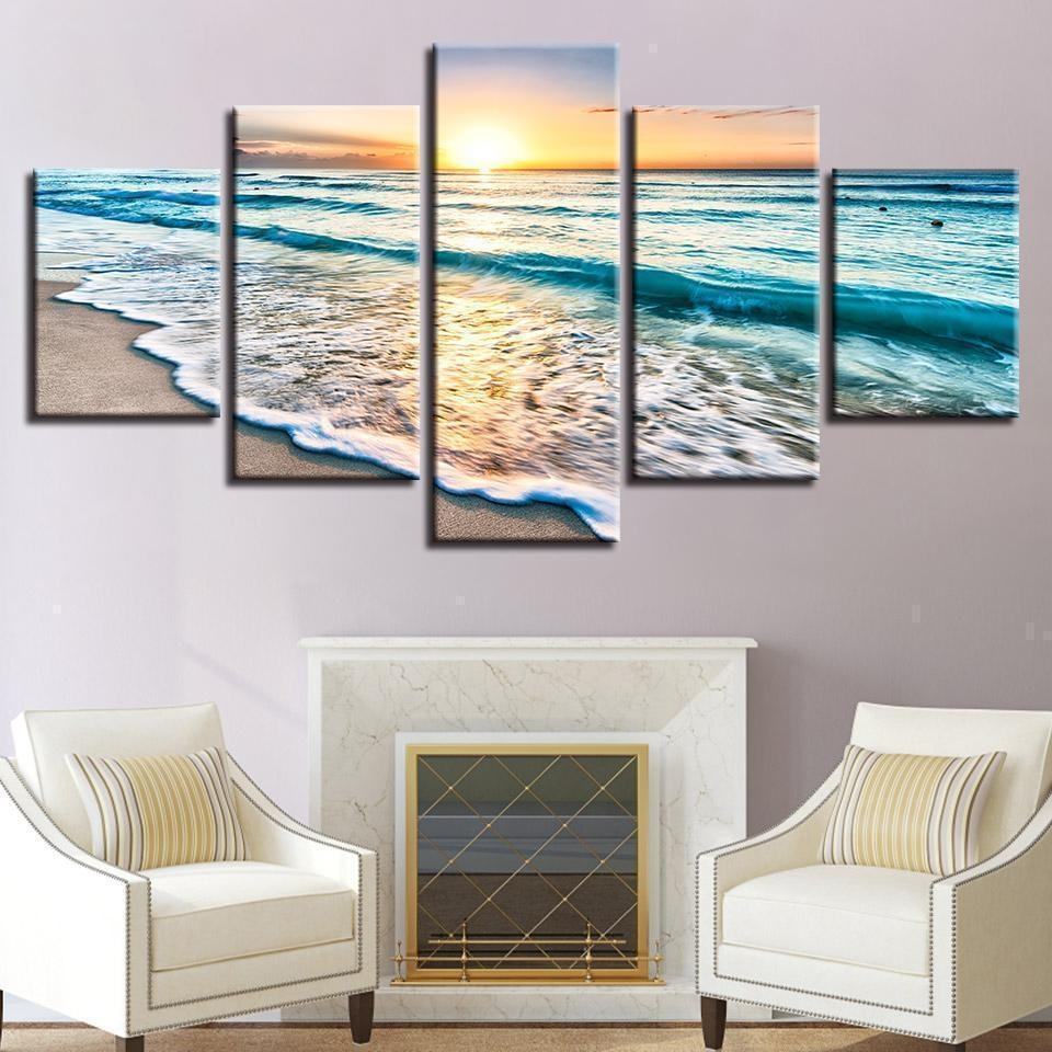 ocean waves in sunset nature leinwandbilder kunstdrucke rahmen