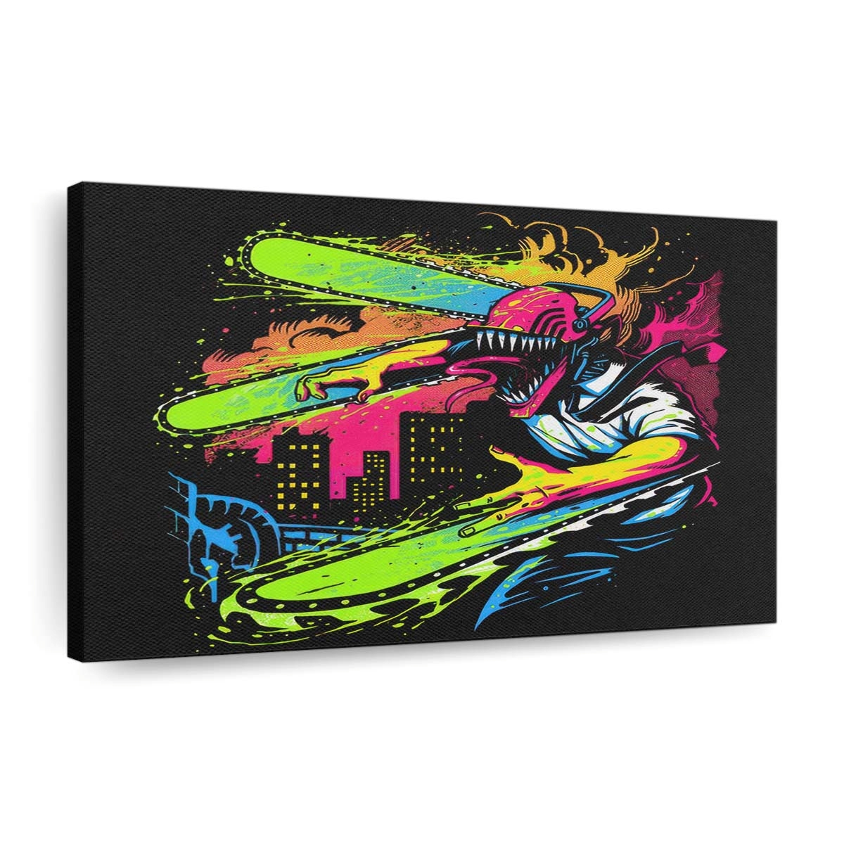 Neon Kettensäge Leinwandbilder - Wanddeko neon chainsaw standard v2