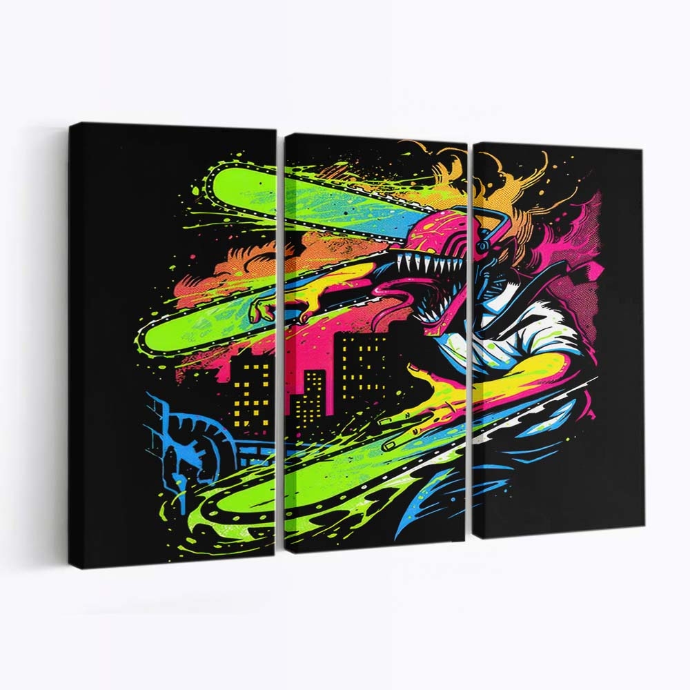 Neon Kettensäge Leinwandbilder - Wanddeko neon chainsaw standard v2