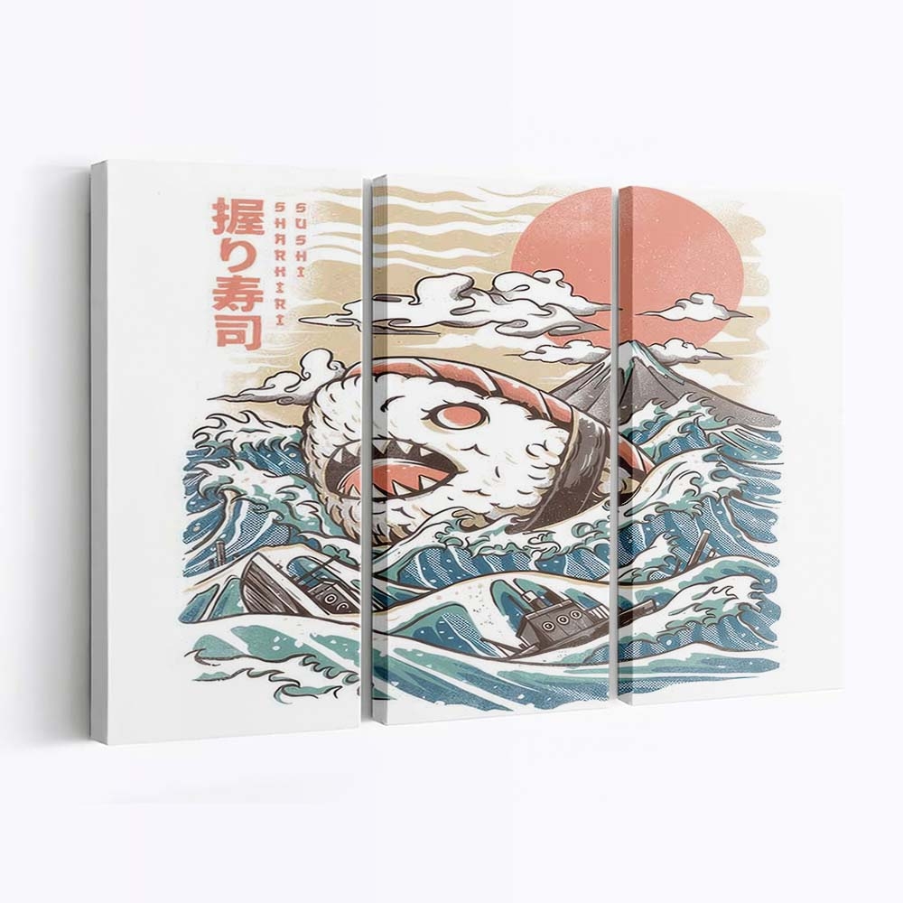 Haifisch-Sushi Leinwandbilder - Wanddeko sharkiri sushi standard v2