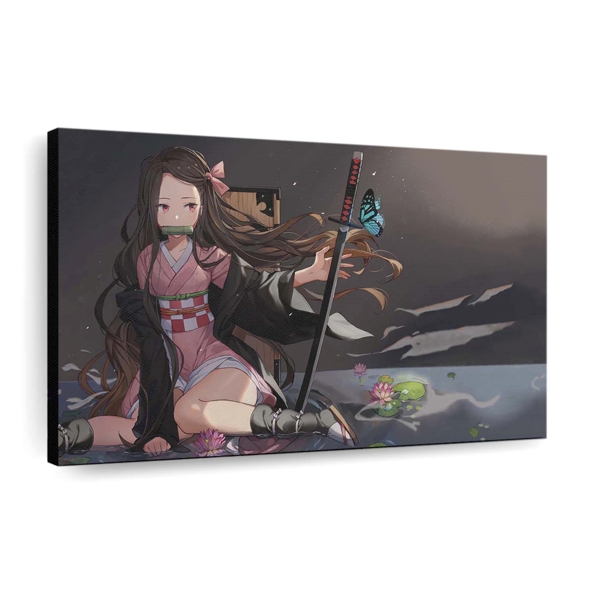 nezuko kamado sitting on the water kimetsu no yaiba live wallpaper