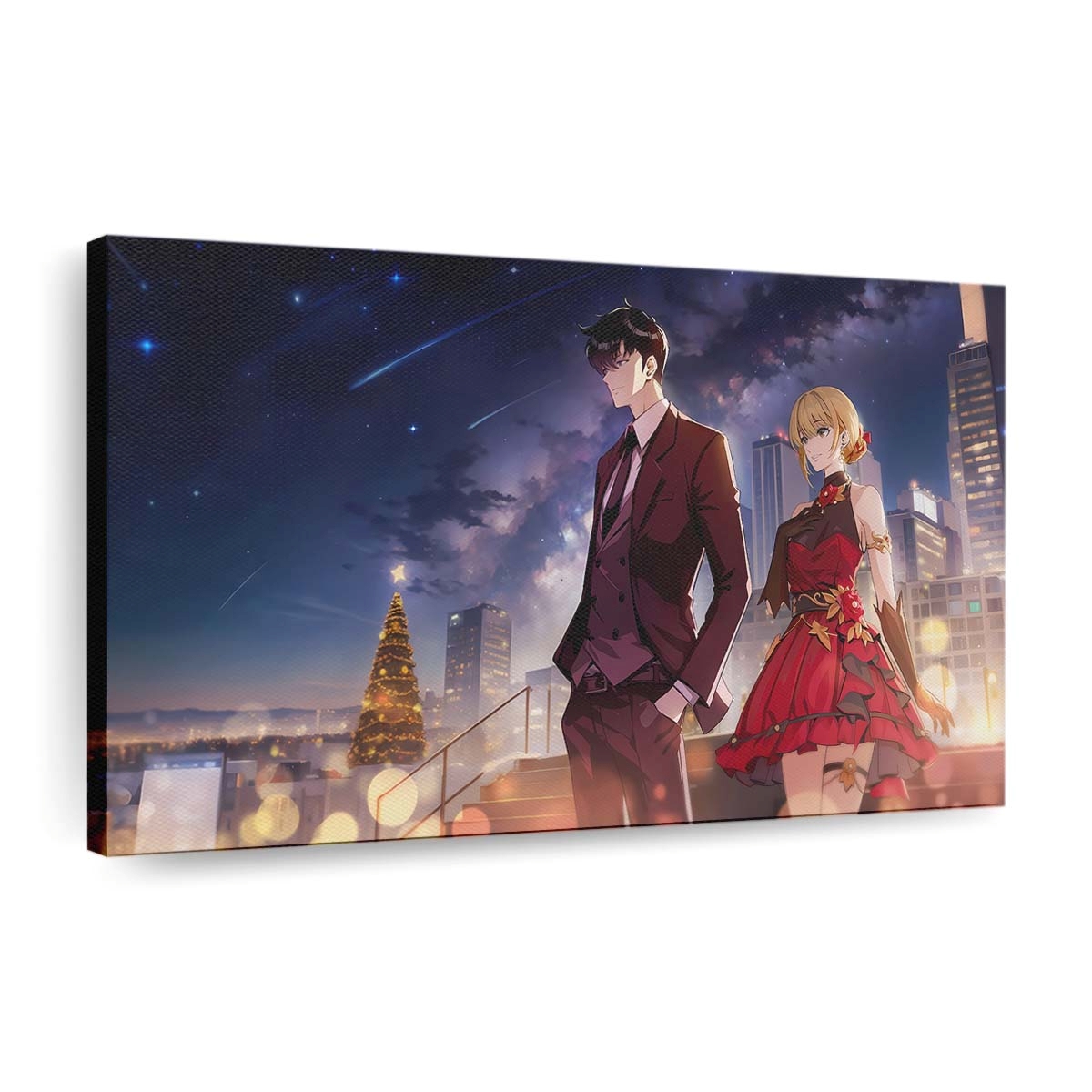 Solo Leveling Sung Jin Woo Cha Hae In 145 - Anime Leinwandbild - Wanddeko 5 solo leveling sung jin woo cha hae in 145@5@d