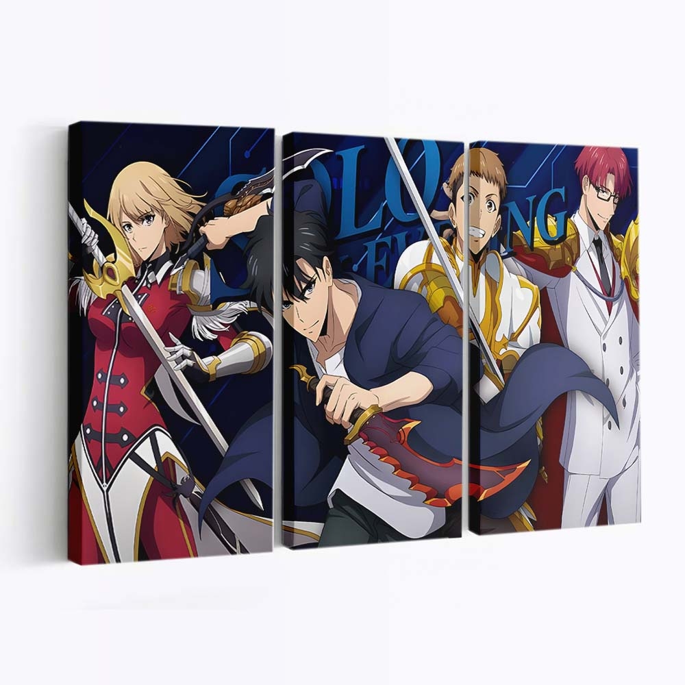 Solo Leveling Sung Jinwoo Cha Hae In 214 - Anime Leinwandbild - Wanddeko solo leveling sung jinwoo cha hae in 214@5@d