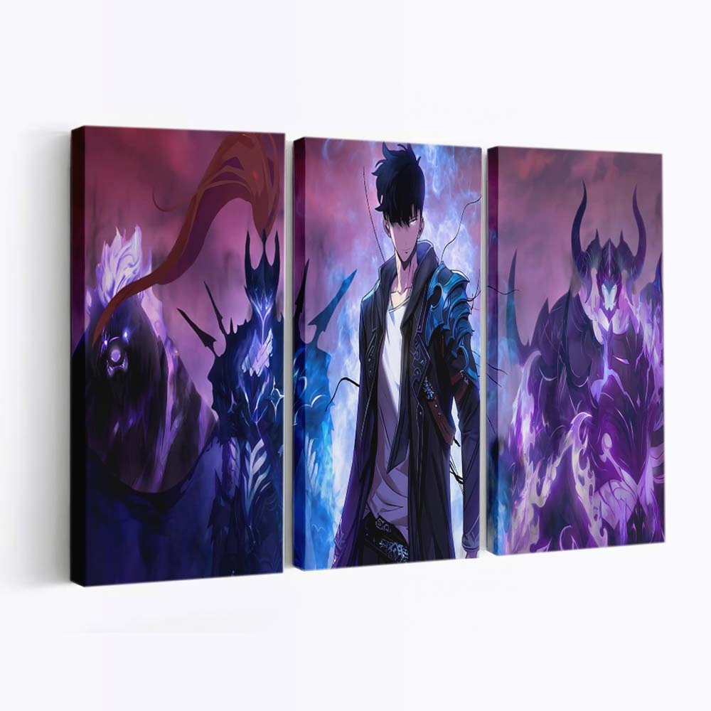 Sung Jin Woo And Shadows Solo Leveling - Anime Leinwandbild - Wanddeko sung jin woo and shadows solo leveling live wallpaper