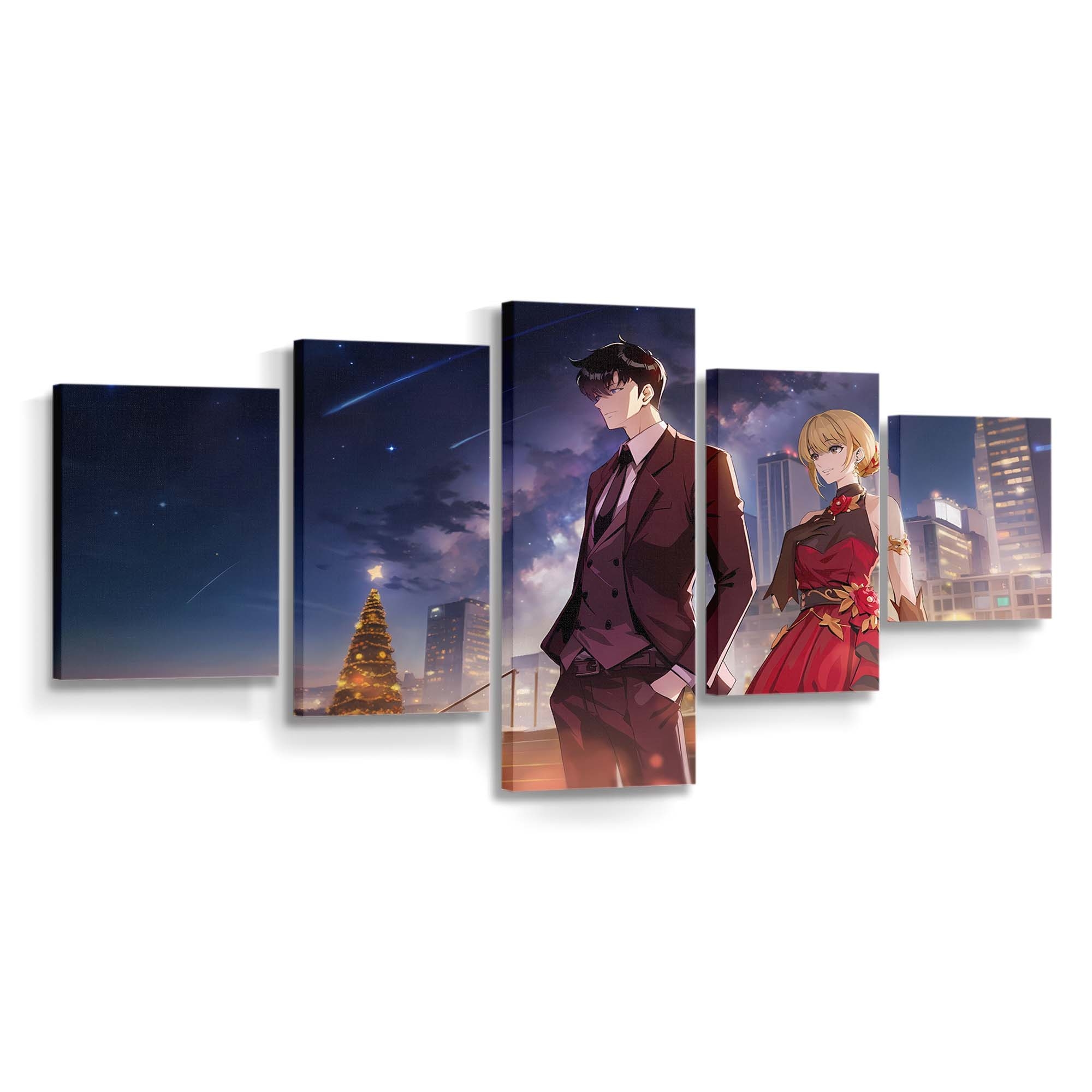 Solo Leveling Sung Jin Woo Cha Hae In 145 - Anime Leinwandbild - Wanddeko solo leveling sung jin woo cha hae in 145@5@d