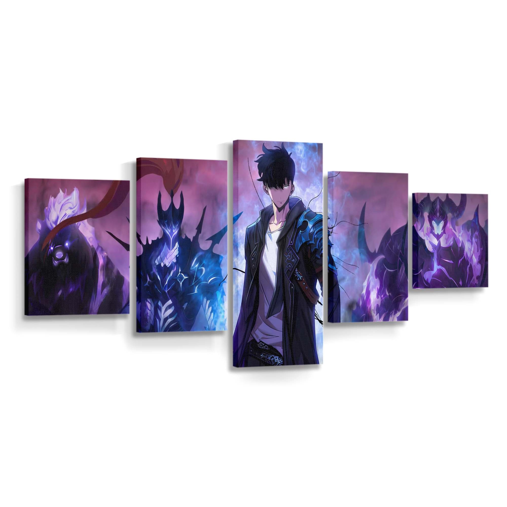 Sung Jin Woo And Shadows Solo Leveling - Anime Leinwandbild - Wanddeko sung jin woo and shadows solo leveling live wallpaper