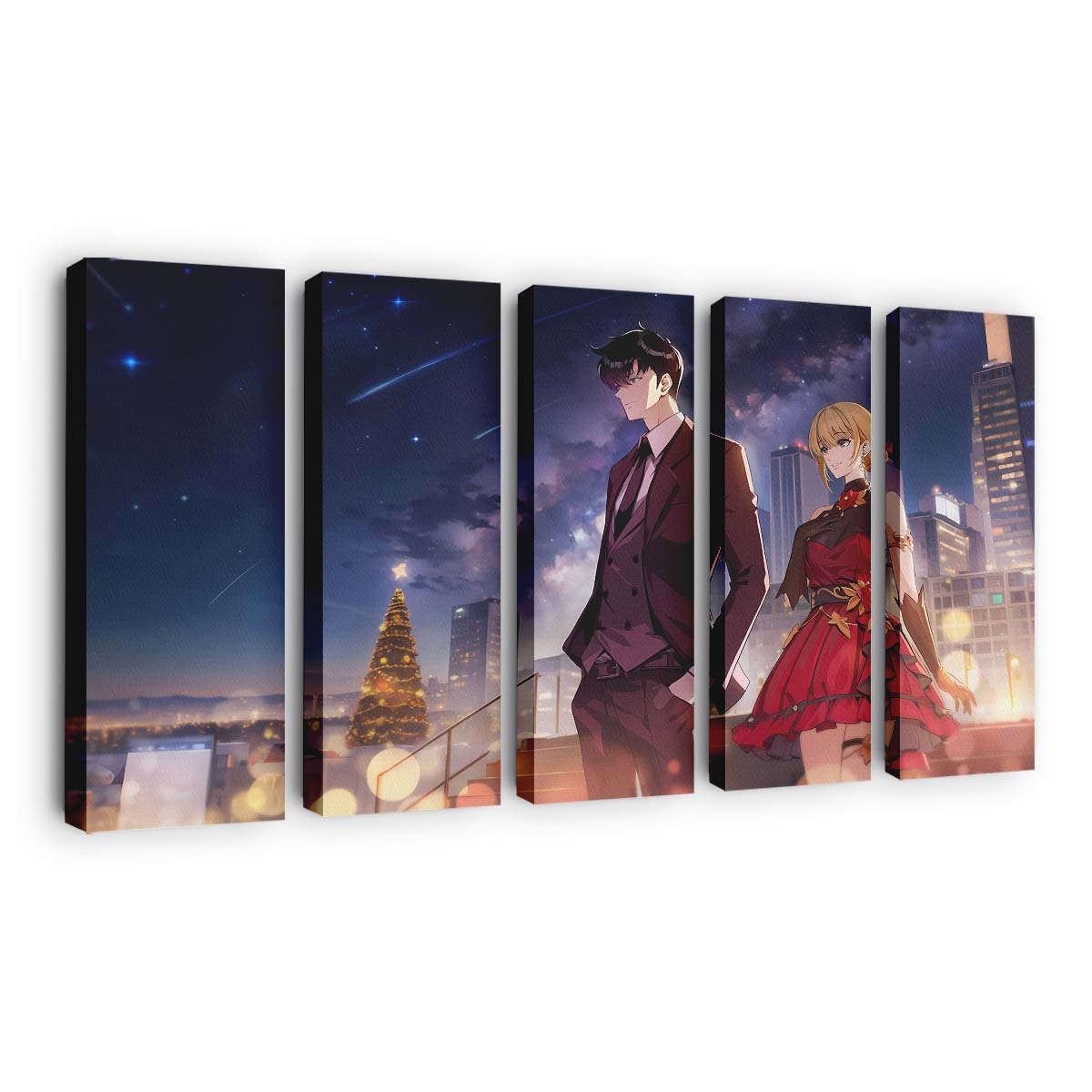 Solo Leveling Sung Jin Woo Cha Hae In 145 - Anime Leinwandbild - Wanddeko solo leveling sung jin woo cha hae in 145@5@d