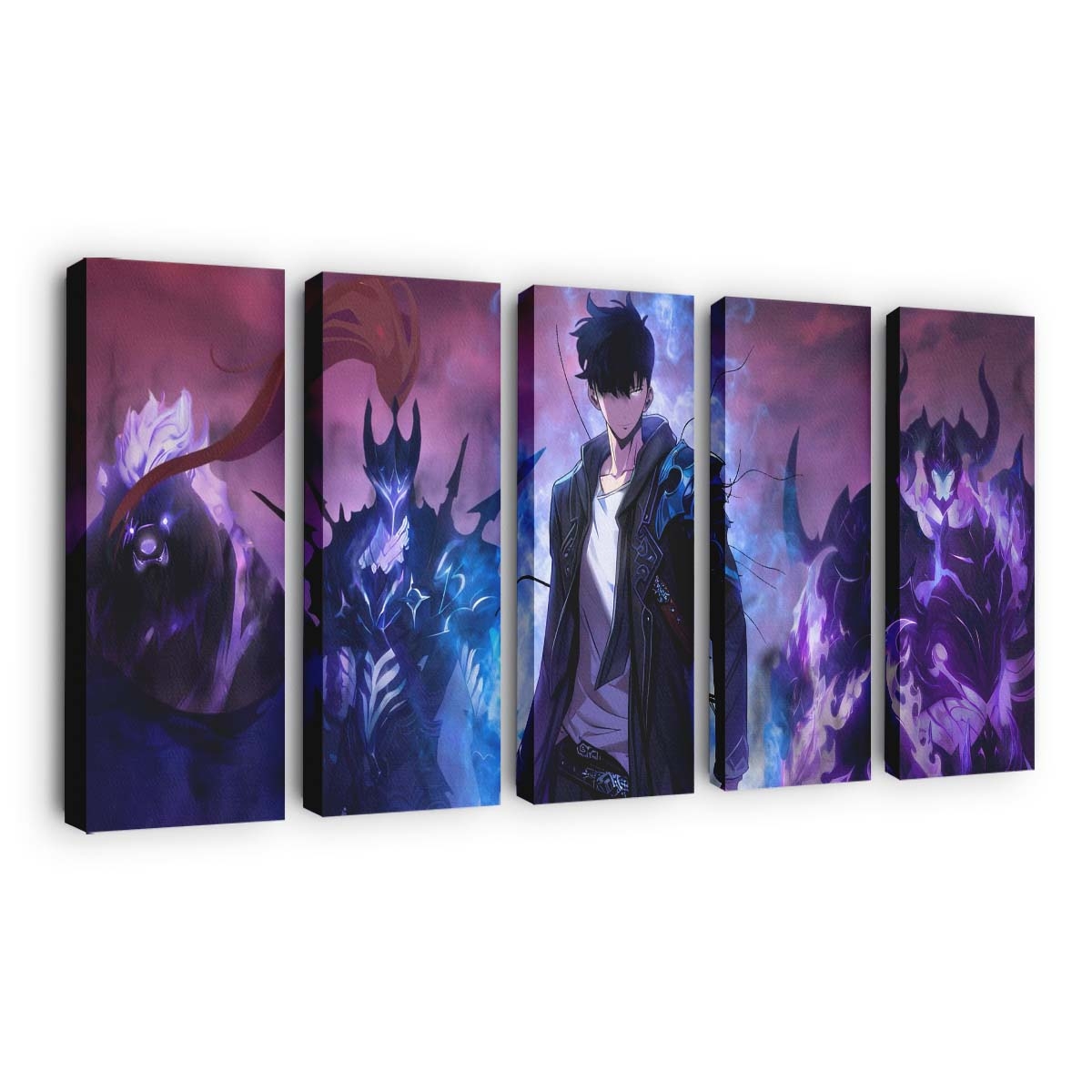 Sung Jin Woo And Shadows Solo Leveling - Anime Leinwandbild - Wanddeko sung jin woo and shadows solo leveling live wallpaper