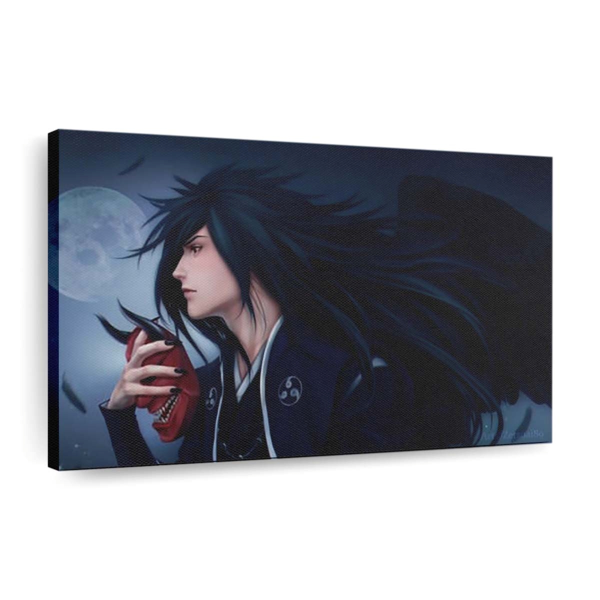 Madara Uchiha Long Black Hair Wimask In Moon Sky Naruto - Anime Wandbild - Leinwandbild 5 th madara uchiha long black hair with mask in moon sky background hd naruto