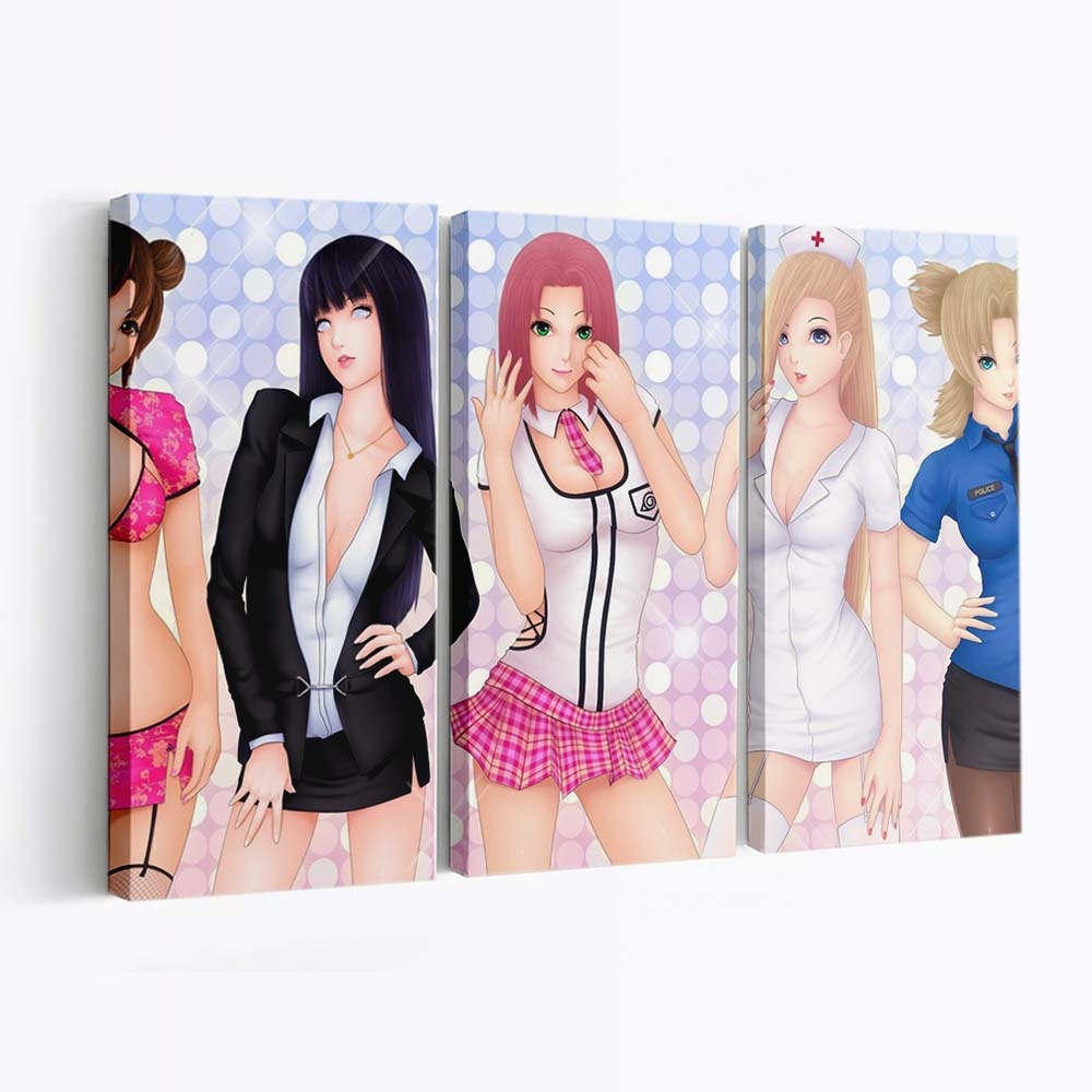 Art Asian Babes Blondes Boobs - Anime Wandbild - Leinwandbild 1920x1200