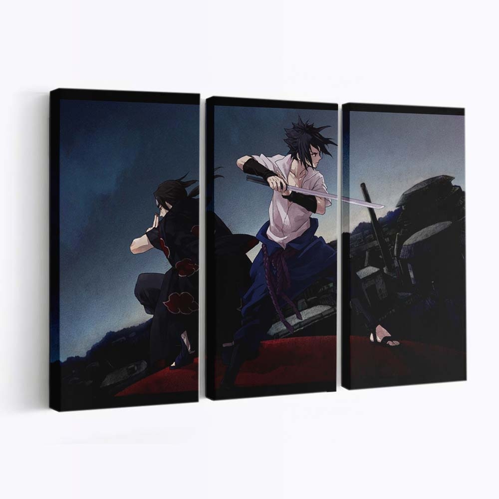 Anime Boys Naruto Shippuuden Brothers Uchiha Sasuke Sword - Anime Wandbild - Leinwandbild animeanime boysnaruto shippuudenbrothersuchiha sasukesword