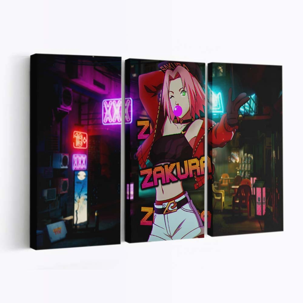 Anime Girls Sakura Naruto Neon Naruto Shippuuden - Anime Wandbild - Leinwandbild animeanime girlssakura narutoneonnaruto shippuuden