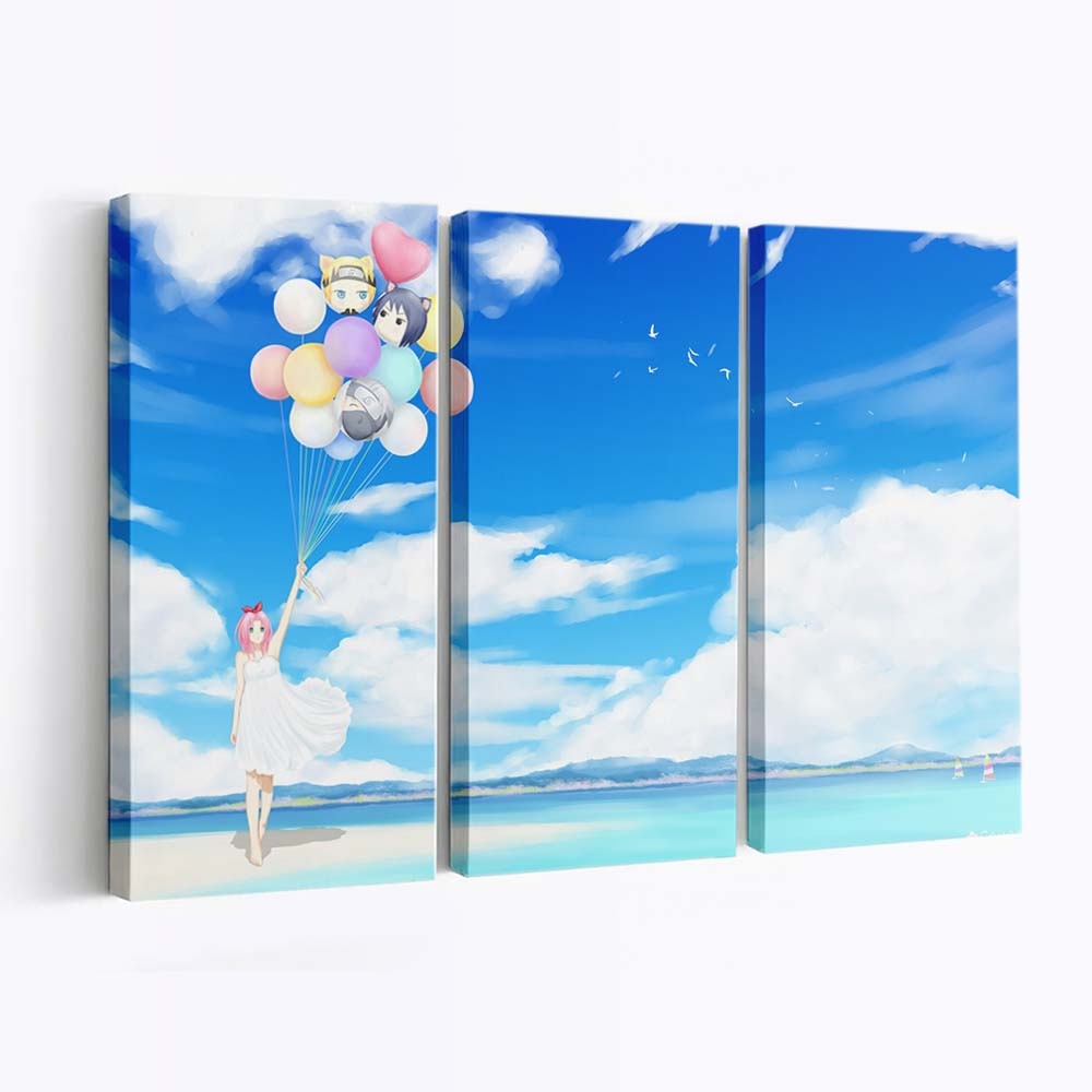 Anime Girls Sunlight Birds Sky Clouds - Anime Wandbild - Leinwandbild animeanime girlssunlightbirdsskyclouds