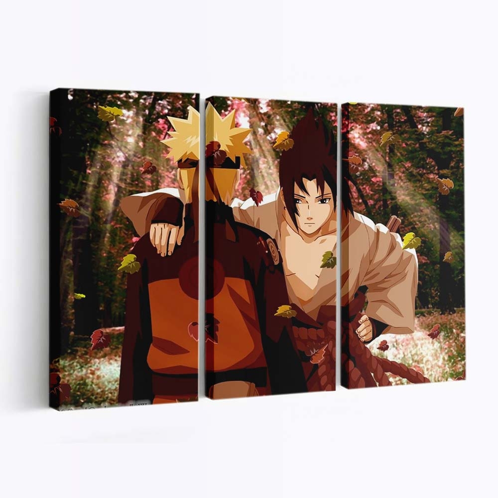 Anime Artwork Naruto Shippuuden Fall Leaves Black Hair - Anime Wandbild - Leinwandbild animeartworknaruto shippuudenfallleavesblack hair