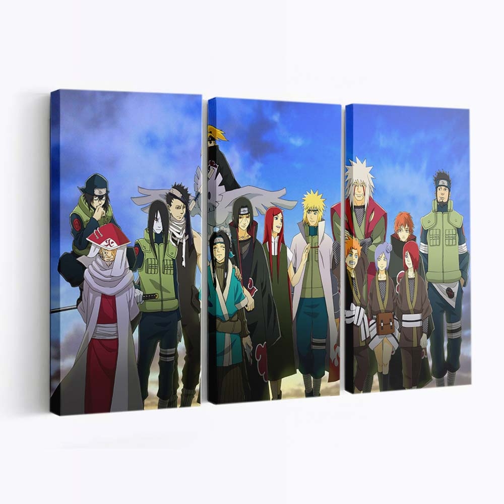 Anime Artwork Naruto Shippuuden Namikaze Minato Hokage Sasori - Anime Wandbild - Leinwandbild animeartworknaruto shippuudennamikaze minatohokagesasori