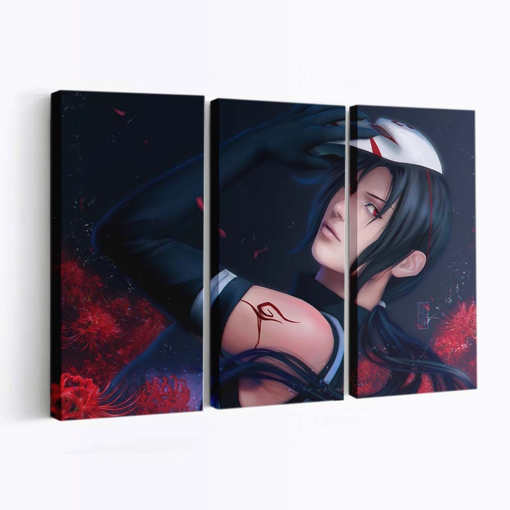 Anime Black Hair Art Naruto Face Clothing - Anime Wandbild - Leinwandbild animeblack hairartnarutofaceclothing