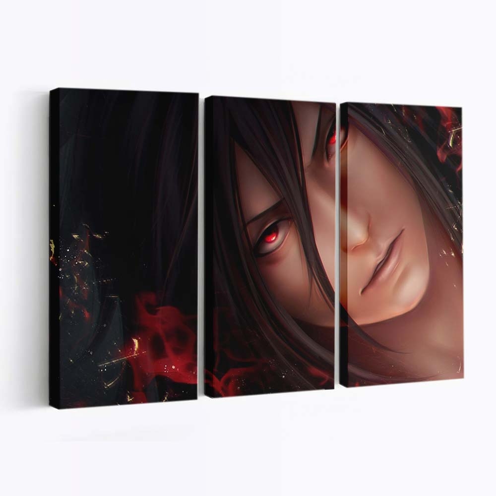 Anime Black Hair Naruto Shippuuden Red Mouclothing - Anime Wandbild - Leinwandbild animeblack hairnaruto shippuudenredmouthclothing