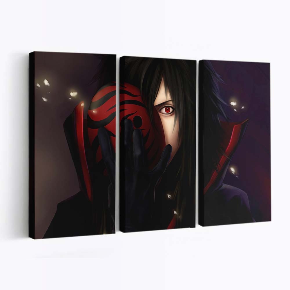 Anime Black Hair Naruto Shippuuden Sharingan Moudemon - Anime Wandbild - Leinwandbild animeblack hairnaruto shippuudensharinganmouthdemon