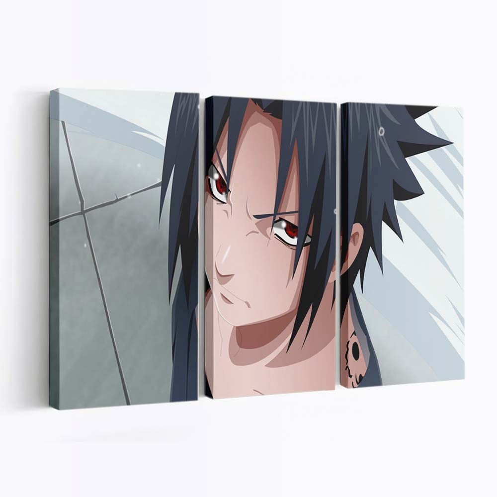 Anime Black Hair Sharingan Artwork Uchiha Sasuke - Anime Wandbild - Leinwandbild animeblack hairsharinganillustrationartworkuchiha sasuke