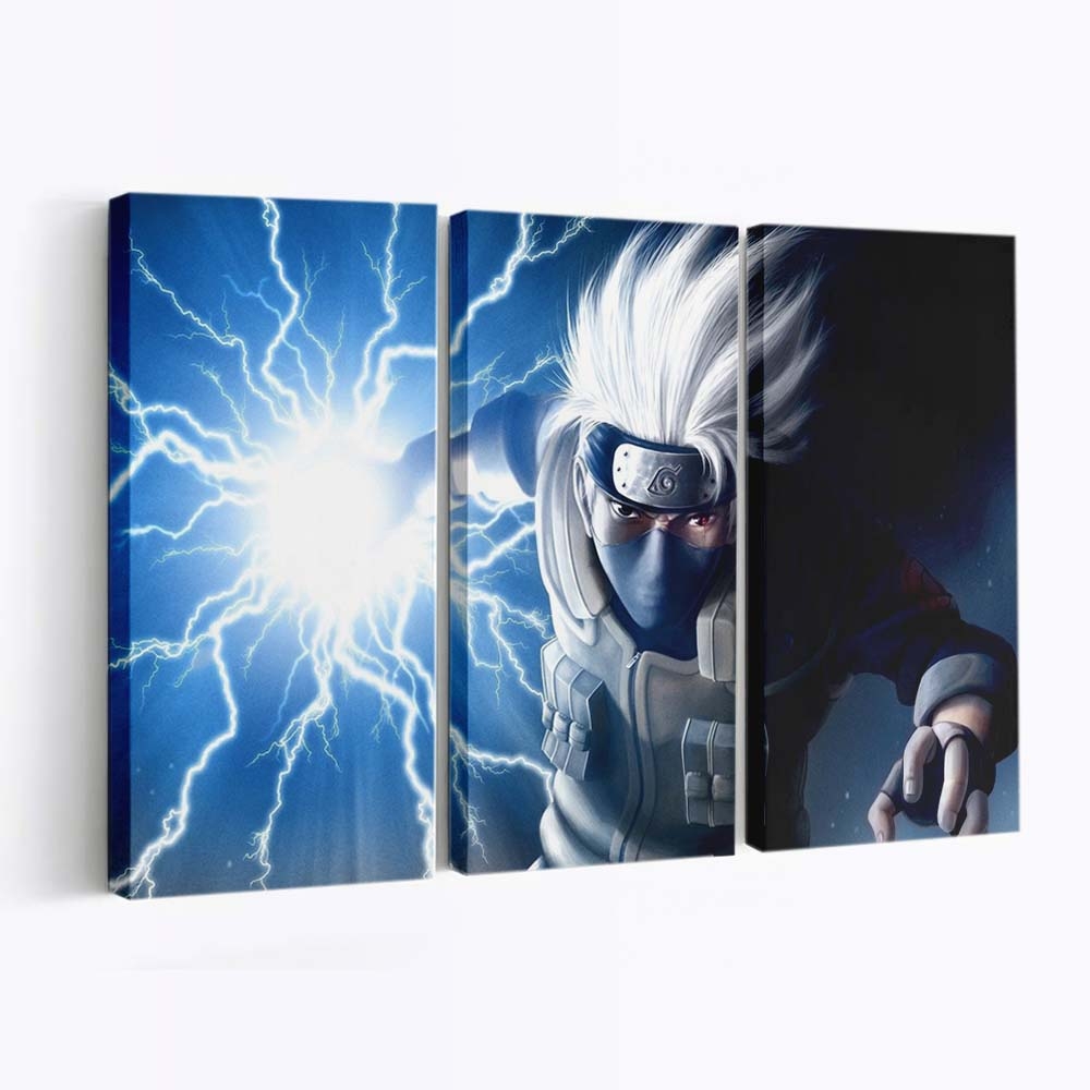 Anime Blue Art Naruto Darkness Hatake Kakashi - Anime Wandbild - Leinwandbild animeblueartnarutodarknesshatake kakashi