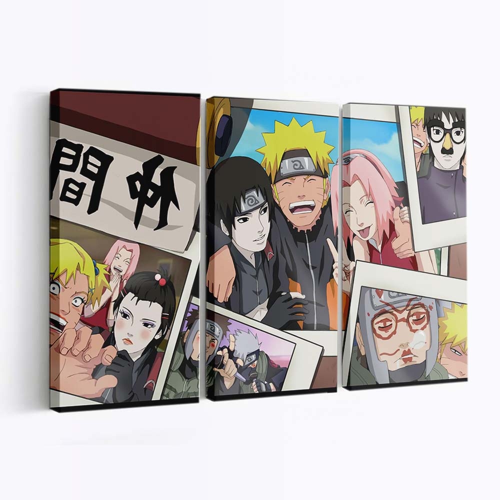Anime Cartoon Black Hair Hatake Kakashi Anime Girls Collage - Anime Wandbild - Leinwandbild animecartoonblack hairhatake kakashianime girlscollage