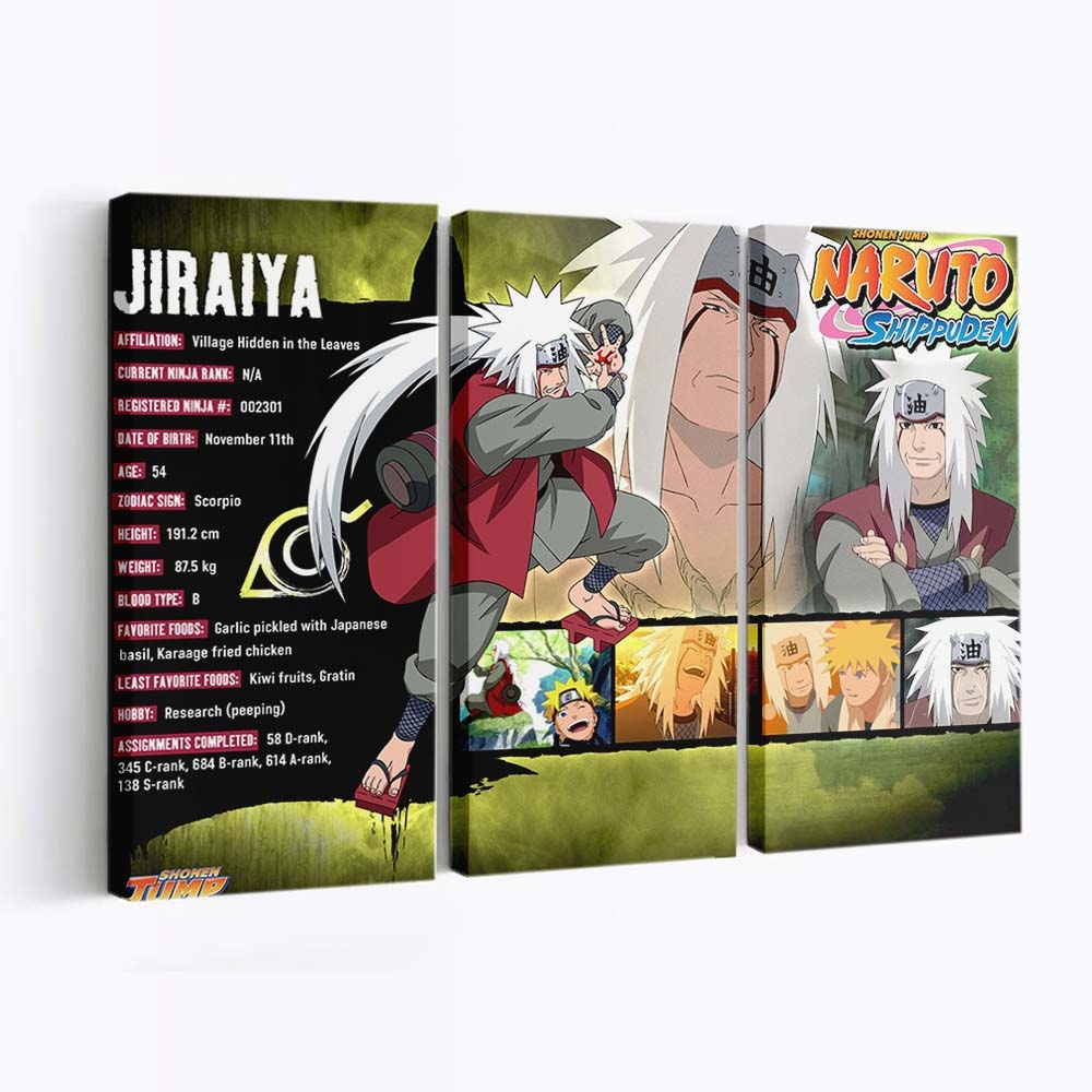 Anime Cartoon Comics Naruto Black Eyes Jiraiya - Anime Wandbild - Leinwandbild animecartooncomicsnarutoblack eyesjiraiya