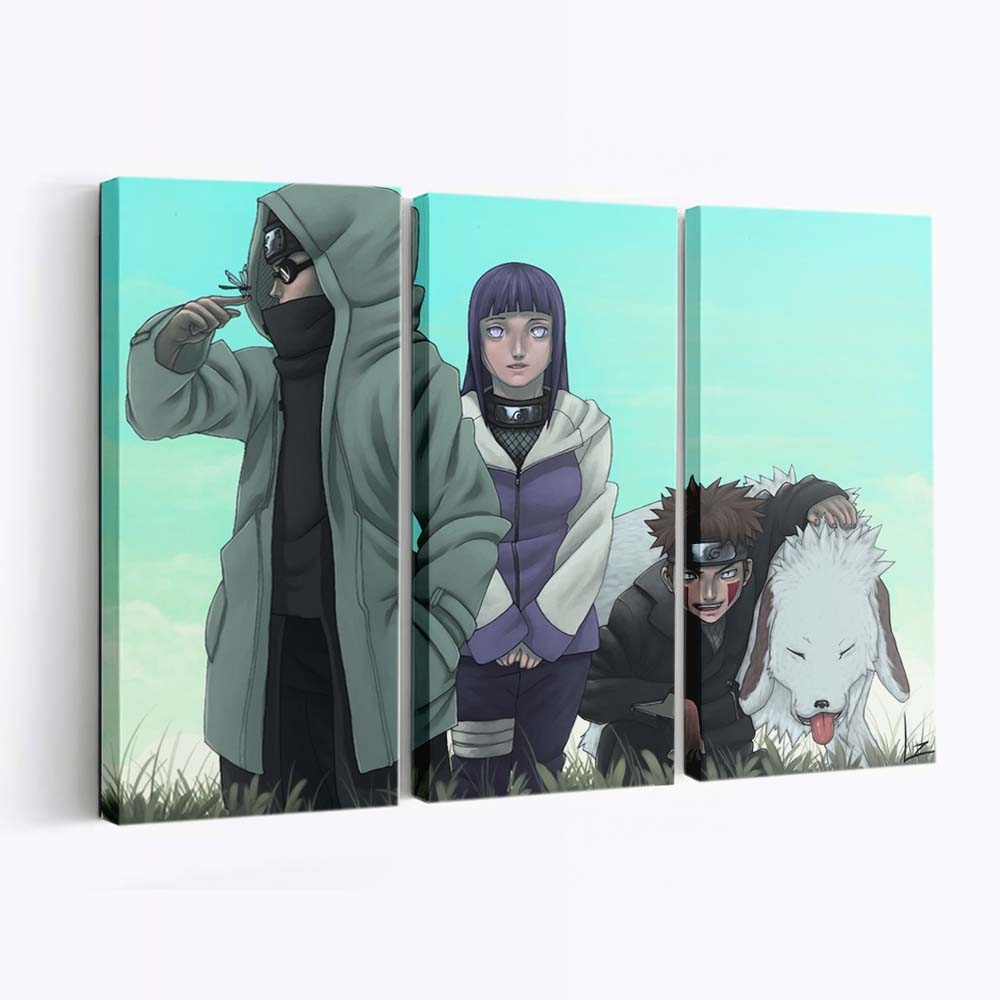 Anime Cartoon Naruto Shippuuden Hyuuga Hinata Inuzuka Kiba Aburame Shino - Anime Wandbild - Leinwandbild animecartoonnaruto shippuudenhyuuga hinatainuzuka kibaaburame shino