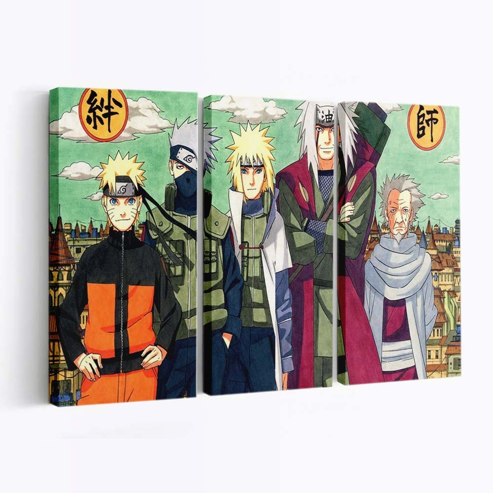 Anime Hatake Kakashi Naruto Shippuuden Uzumaki Naruto Namikaze Minato Hokage - Anime Wandbild - Leinwandbild animehatake kakashinaruto shippuudenuzumaki narutonamikaze minatohokage