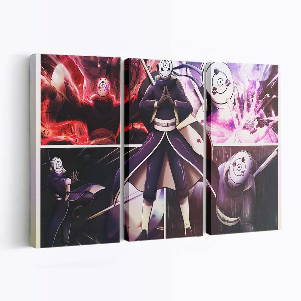 Anime Naruto Anime Boys Uchiha Obito Dinocozero Collage - Anime Wandbild - Leinwandbild animenaruto animeanime boysuchiha obitodinocozerocollage