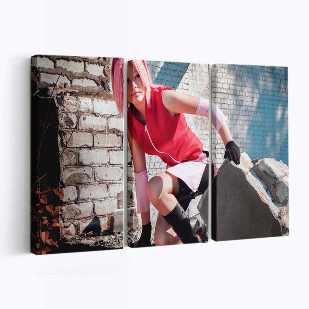 Anime Naruto Shippuuden Cosplay Model Fashion Pink Hair - Anime Wandbild - Leinwandbild animenaruto shippuudencosplaymodelfashionpink hair