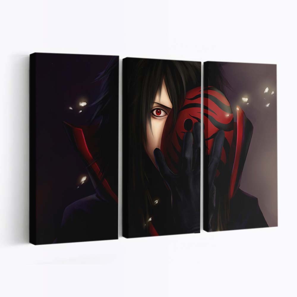 Anime Naruto Shippuuden Mask Sharingan Demon Uchiha Madara - Anime Wandbild - Leinwandbild animenaruto shippuudenmasksharingandemonuchiha madara