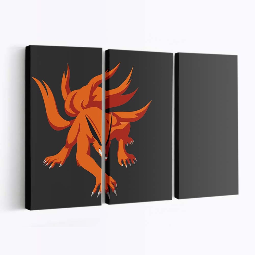 Anime Naruto Shippuuden Minimalism Kyuubi Fox Nine Tails - Anime Wandbild - Leinwandbild animenaruto shippuudenminimalismkyuubifoxnine tails