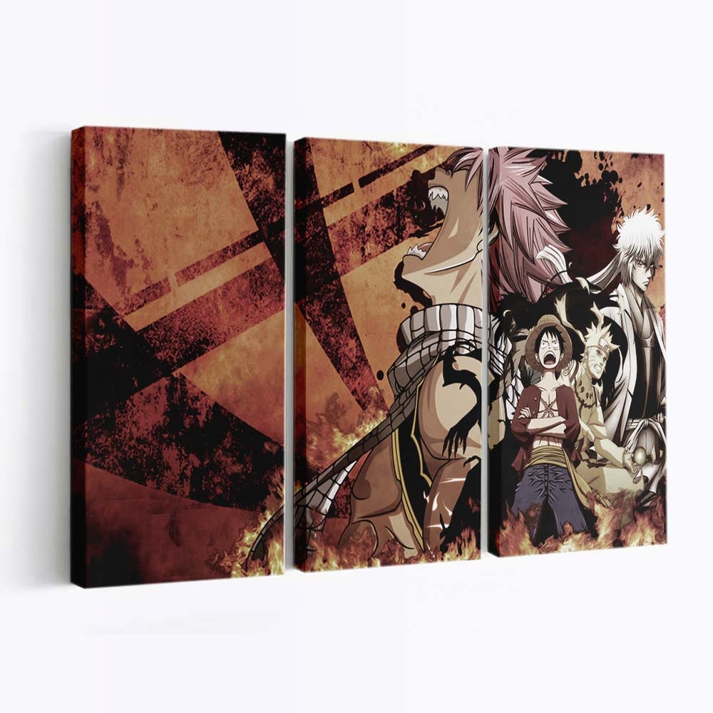 Anime Naruto Shippuuden One Piece Bleach Dragneel Natsu Kurosaki Ichigo - Anime Wandbild - Leinwandbild animenaruto shippuudenone piecebleachdragneel natsukurosaki ichigo