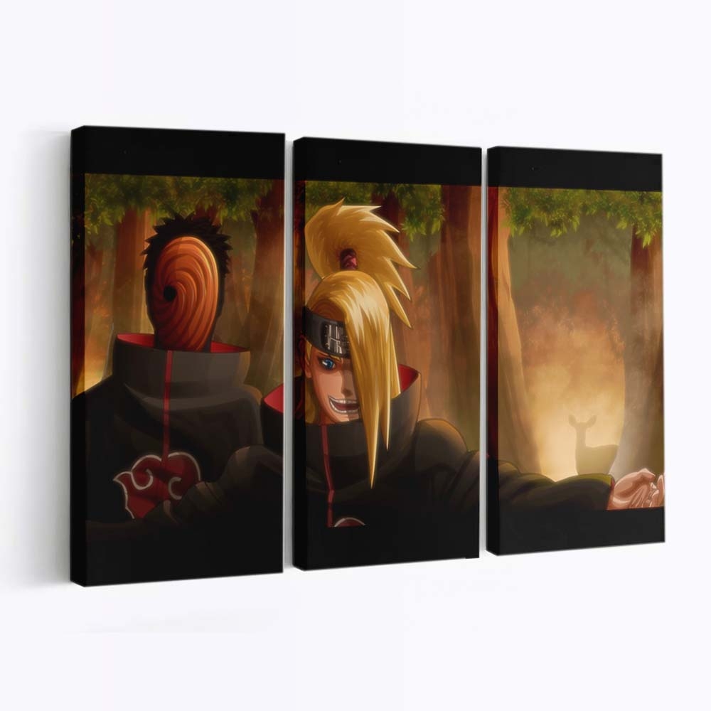 Anime Naruto Shippuuden Tobi Deidara Akatsuki Darkness - Anime Wandbild - Leinwandbild animenaruto shippuudentobideidaraakatsukidarkness