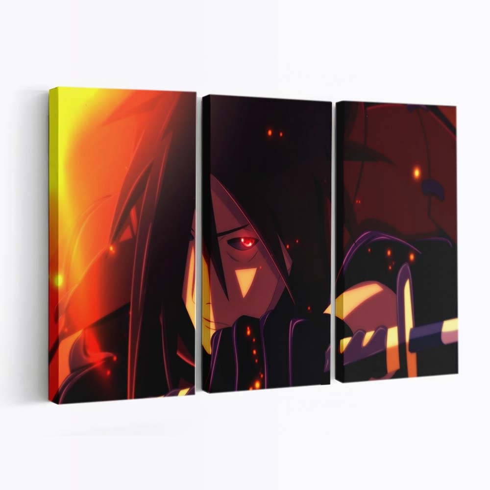 Anime Naruto Shippuuden Uchiha Madara Night Red Light - Anime Wandbild - Leinwandbild animenaruto shippuudenuchiha madaranightredlight