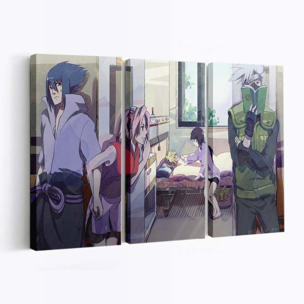 Anime Naruto Shippuuden Uzumaki Naruto Anime Girls Hatake Kakashi Haruno Sakura - Anime Wandbild - Leinwandbild animenaruto shippuudenuzumaki narutoanime girlshatake kakashiharuno sakura