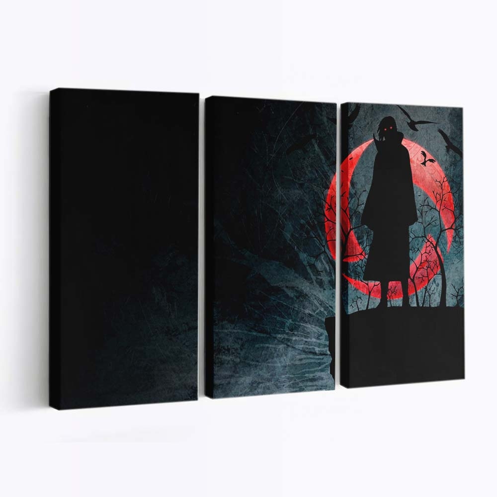 Anime Red Silhouette Naruto Shippuuden Sharingan Akatsuki - Anime Wandbild - Leinwandbild animeredsilhouettenaruto shippuudensharinganakatsuki 0001