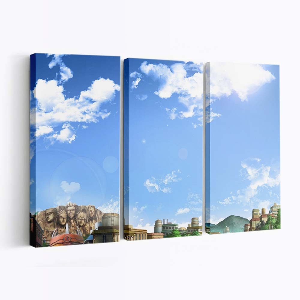 Anime Sky Sunlight City Cityscape Clouds - Anime Wandbild - Leinwandbild animeskysunlightcitycityscapeclouds